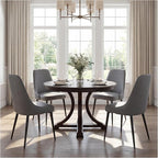 Modern Dining Chairs Set of 6, Faux Leather Upholstered Dining Room Chair Kitchen Chairs Dinner Side Chair with Curved Back and Metal Legs for Kitchen, Dining Room, Living Room, Grey