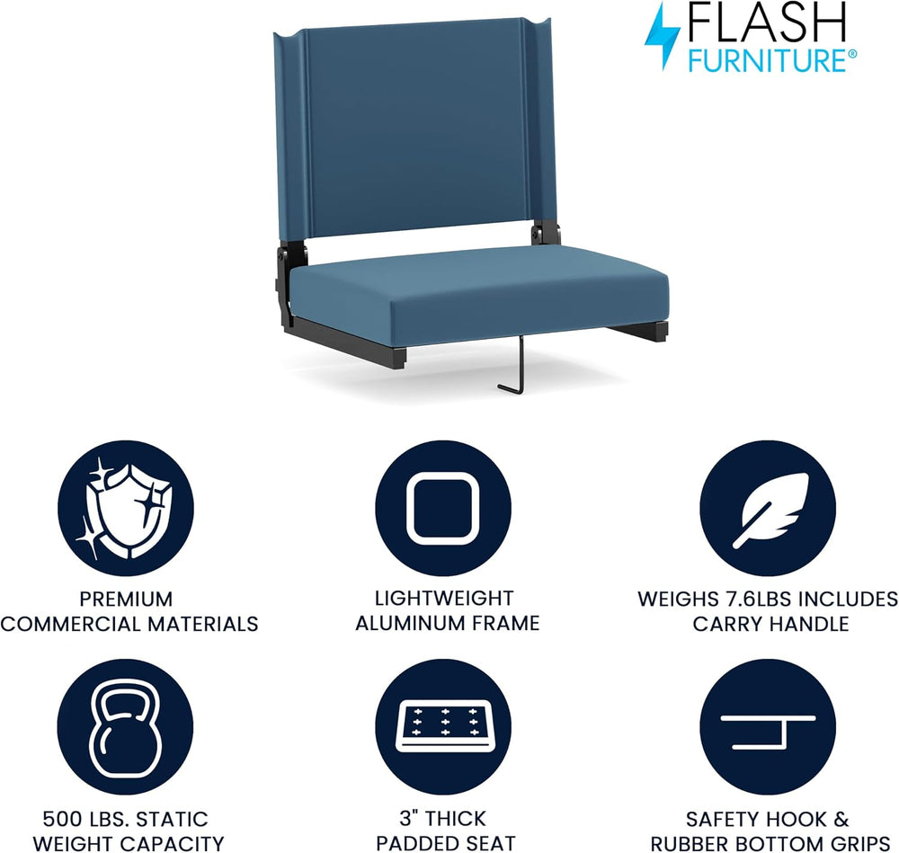 Flash Furniture Grandstand Portable Stadium Seat for Bleachers or Benches, Fo...