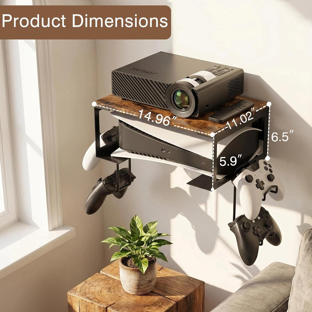 Pinzoveco Floating TV Shelf, 2 Tiers Projector Shelf for DVD Players