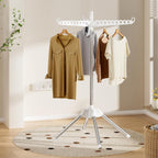 Abiglifty Rotatable and Foldable Clothes Drying Rack, Space Saving Free Standing Laundry Drying Rack for Indoor, Balcony, 1 Layer
