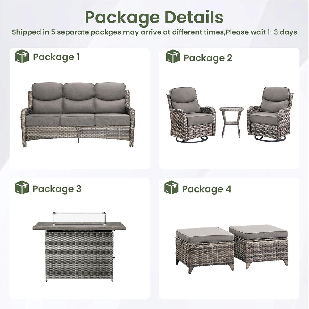 Luxury Patio Furniture Set with 6-inch Thick Cushion, Outdoor Furniture with ...