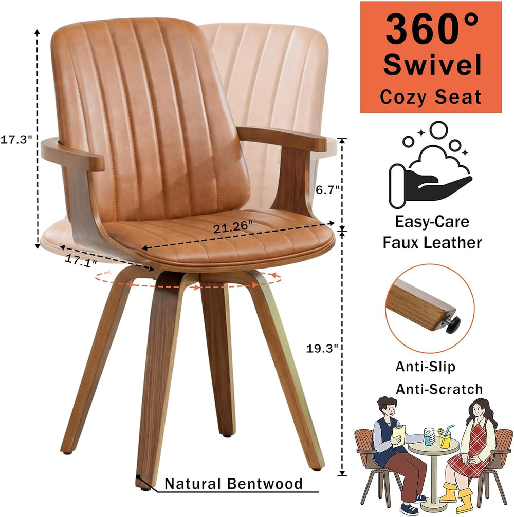 Walnut Dining Chairs, Mid Century Modern Leather Swivel Desk Chairs Walnut | ...