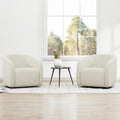 Watson & Whitely Swivel Accent Chairs Set of 2, Modern Upholstered Fabric Barrel Chair Armchair for Living Room, Bedroom, Fully Assembled, Fabric in Cream