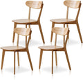 Solid Wood Dining Chairs - Kitchen Chairs Set of 4 with Comfortable Curved Backrest - Wood Chairs for Dining Room,Living Room - Original Wood Color