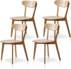 Solid Wood Dining Chairs - Kitchen Chairs Set of 4 with Comfortable Curved Backrest - Wood Chairs for Dining Room,Living Room - Original Wood Color