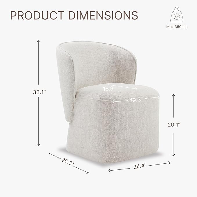 Upholstered Dining Chair with Casters No Assembly Linen DeakChair Wingback Single Sofa for Kitchen Diningroom Bedroom Readingroom,1 PCS,Linen