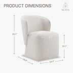 Upholstered Dining Chair with Casters No Assembly Linen DeakChair Wingback Single Sofa for Kitchen Diningroom Bedroom Readingroom,1 PCS,Linen