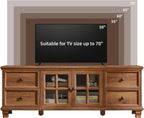 Farmhouse TV Stands for Living Room, Brown | Heavy-Duty Rustic Entertainment Center with 4 Drawers & Thickened Top & Square Wooden Legs for 65 Inch TV