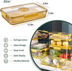 CottonColors Fridge Organizer, Food Storage Containers With Lids for Timer & Drain Board Stackable Refrigerator Organizers and Storage（Short, Large, 2 L, 2 pack）