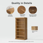 31" Wooden Book Shelf, 2 Shelf Bookcase, Modern Bookshelf with Adjustable Shelf for Home Office, Study Room, Oak