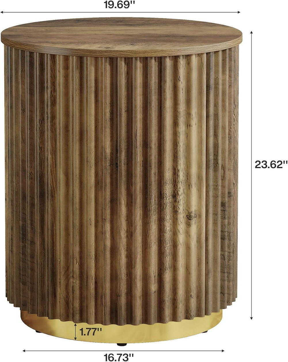 Tribesigns Fluted Round Side Table, Small Bedside Table for Sofa, Wooden Nigh...