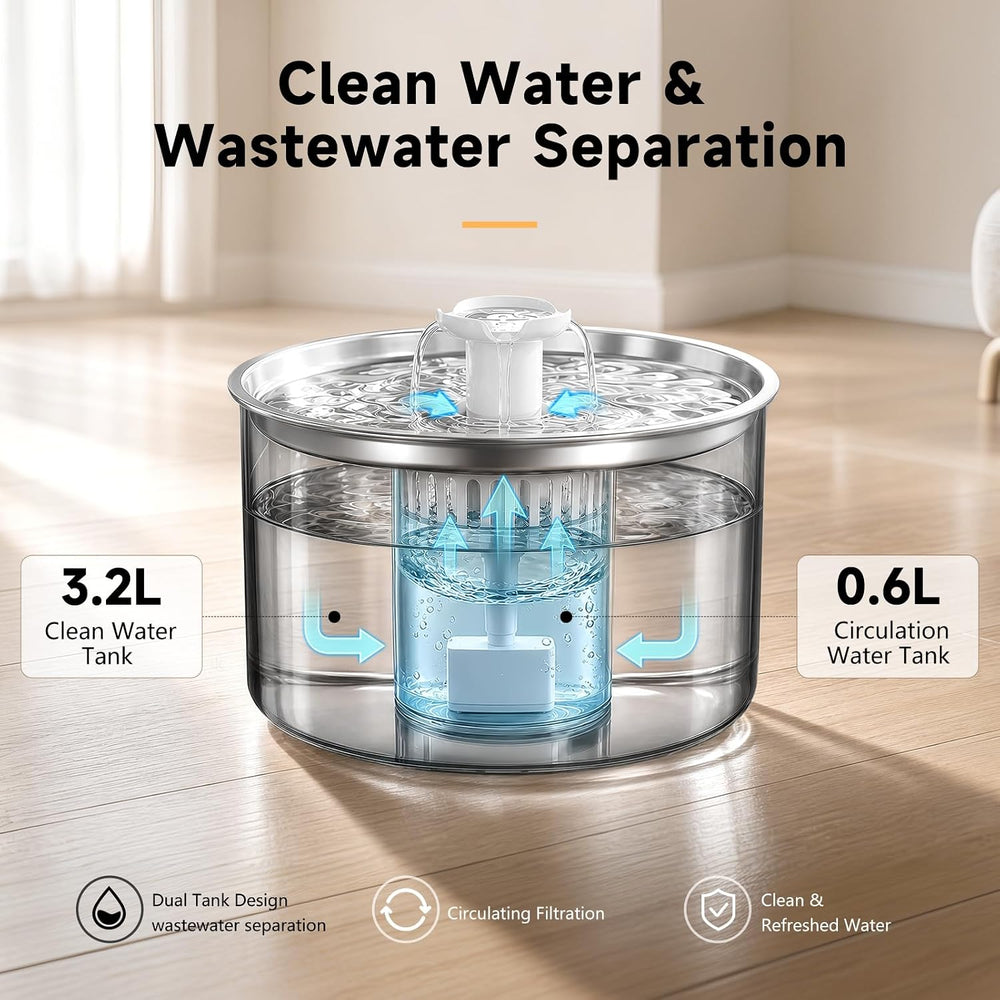 Cat Water Fountain Wastewater Separation 3.8L/128oz Dog Water Fountain