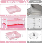 Rolling Cart with Drawers,Storage Cart with 8 Drawers and Wooden Tabletop,Utility Cart for Living Room,Classroom, Bedroom,Bathroom,Dorm,Office,Rose Pink