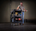 Rubbermaid Commercial Brute 3-Shelf Heavy-Duty Utility/Service Cart, Medium, High Storage, Lipped Shelves, Ergonomic Handle, 600 lb. Capacity, Ideal for Warehouse/Garage/Cleaning/Maintenance/Office