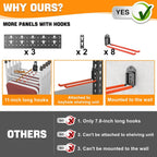 TORACK Garden Tool Organizer Wall Mounted, Garage Folding Chair Storage Rack, Tools Rack for Shovels, Rakes, Broom, Ladders, Hooks for Keyhole Style Shelving Unit(13 pcs)