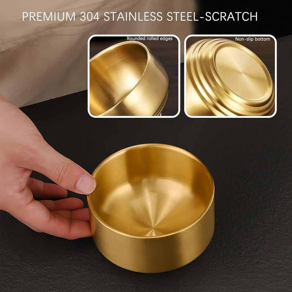 Stainless Steel Paper Clip Holder Organizer for Desk - Gold Round Office Supplies Accessories with Non-Slip Base, Deep Capacity for Binder Clips & Bobby Pins ﻿