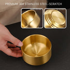Stainless Steel Paper Clip Holder Organizer for Desk - Gold Round Office Supplies Accessories with Non-Slip Base, Deep Capacity for Binder Clips & Bobby Pins ﻿