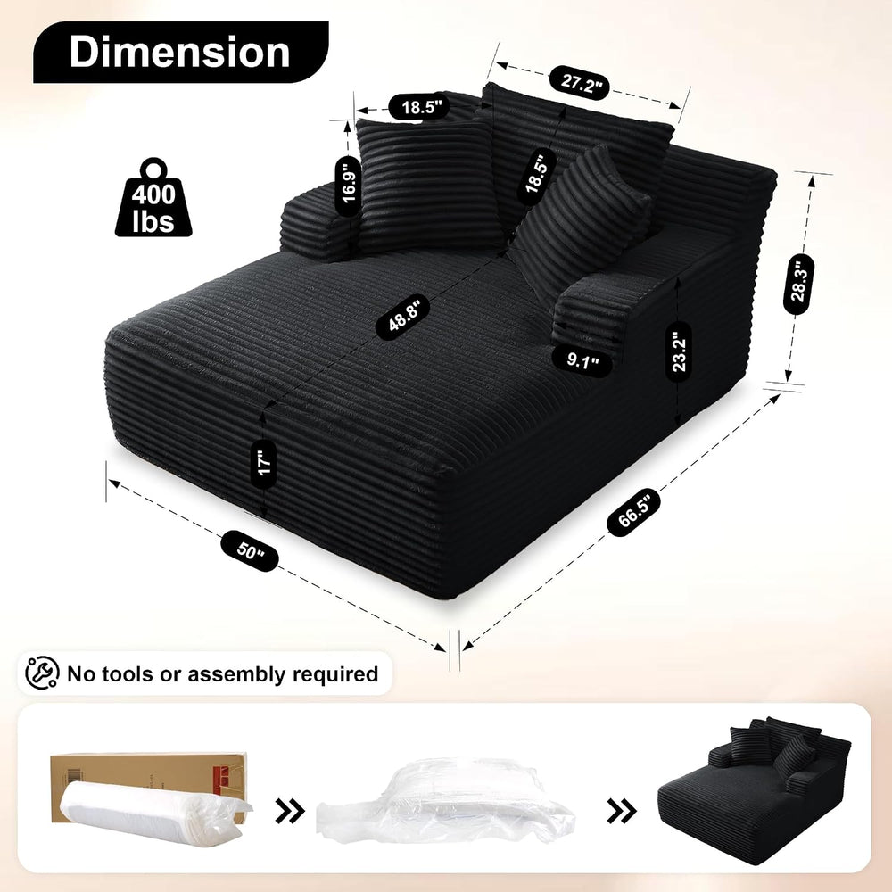 66" Chaise Lounge Chair Indoor, Chair Couches for Living Room,Deep Seat ...