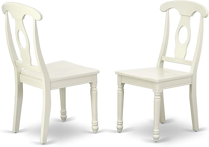 East West Furniture VAKE5-LWH-W 5 Piece Kitchen Table Set for 4 Includes an Oval Dining Room Table with Butterfly Leaf and 4 Solid Wood Seat Chairs, 40x76 Inch, Linen White