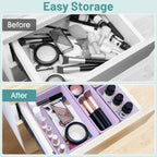 WOWBOX 25 PCS Plastic Drawer Organizer Set, 4 Sizes Desk Drawer Divider Organizers and Storage Bins for Makeup, Jewelry, Gadgets for Kitchen, Bedroom, Bathroom, Office, Purple