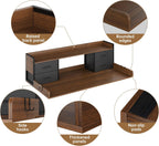 4 Drawers Washer Dryer Countertop with Shelf, 27.5" D x 54" W Laundry Topper with 3.54" High Guardrails and Non-Slip Pads,Extra Storage Organizer for Over Washer and Dryer, Holds 66 Lbs,Dark Walnut