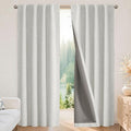 Joydeco polyester Curtains 96 inch Length 2 Panels Set Burg 100% Blackout Long Drapes for Bedroom Living Room Darkening Curtain Thermal Insulated Back tab Rod Pocket(W70 x L96 Inch, White)