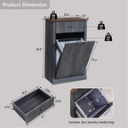 Modern Tilt-Out Laundry Hamper Cabinet, 10 Gallon Fluted Trash Can Cabinet with Drawer, Wooden Hidden Garbage Can Cabinets with Laundry Basket, Free Standing for Bathroom and Kitchen, Grey