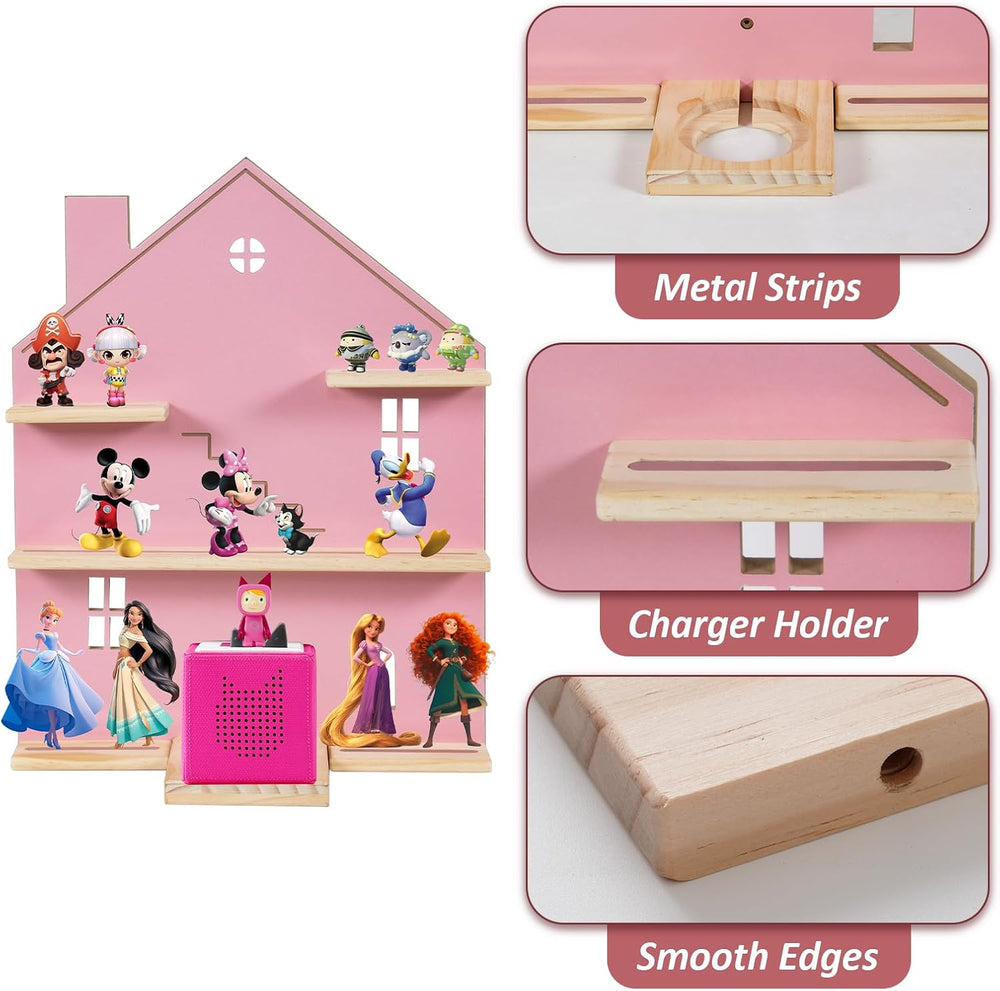 Tonie Shelf House for Toniebox,Magnetic Wooden Floating Shelves Compatible wi...