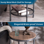 VINGLI 20" Round Side Table, Small End Tables Living Room, Brown | Industrial Center Table with Metal Mesh, Rustic Farmhouse Side Tables for Bedroom, Bedside, Office, Corner