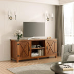 JUMMICO TV Stand, 65 Inch TV Farmhouse Entertainment Center with Double Barn Doors and Storage Cabinets, Console TV Table Media for Living Room, Bedroom (Walnut)
