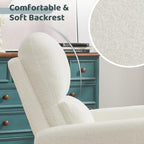 Power Swivel Rocker Recliner, Oversized Boucle Nursery Glider Recliner, Swivel Rocking Reclining Chair with Removable Cushion and Lumbar Support for Nursery Living Room Bedroom, Teddy White