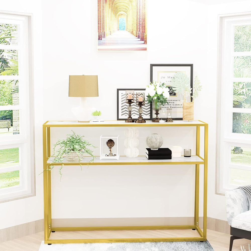 AWQM Coffee Table Set, Faux Marble Table & 2 Side Table, White&Gold |...