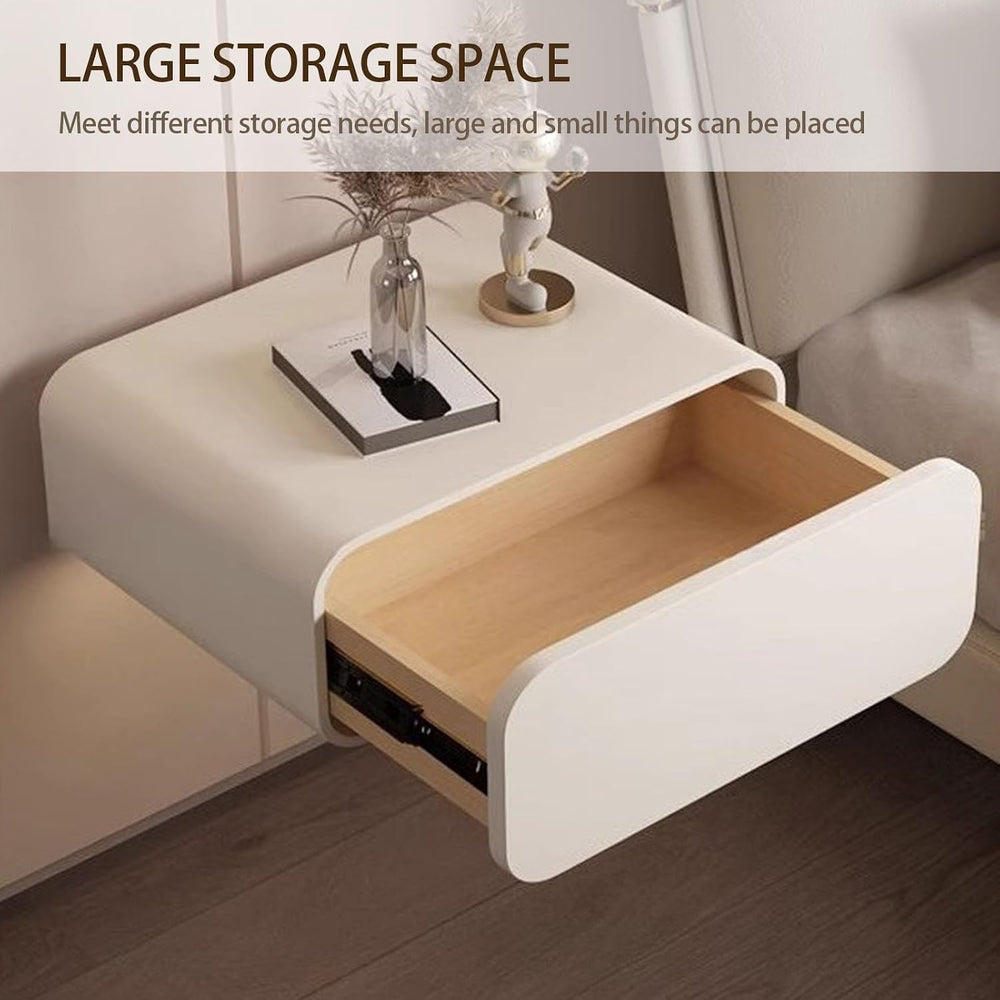 Floating Wall Mounted Night Stand with Storage Drawer, Modern Small Bed End T...