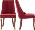 Modern Dining Chairs Set of 2, Mid Century Kitchen & Dining Room Chairs, Fabric Upholstered Kitchen Chairs with Wood Legs, Sillas de Comedor, Easy Assembly, Wine Red, 2 Pieces
