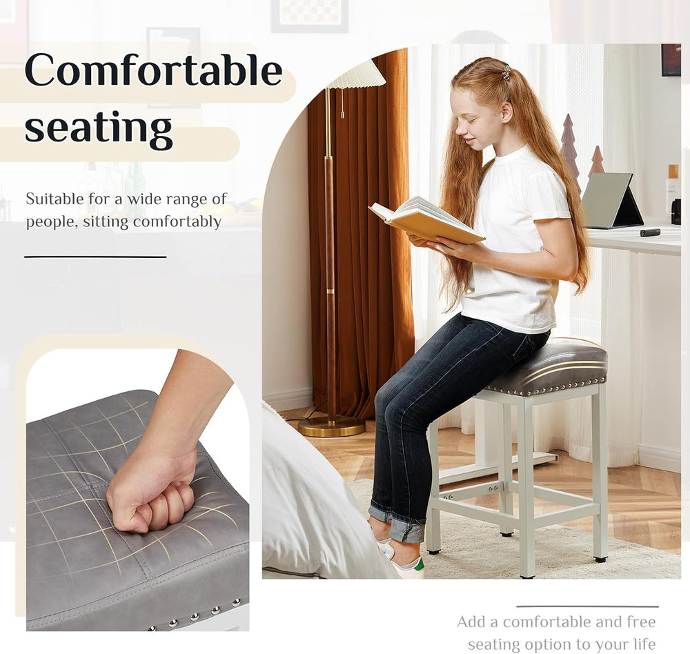 Sweetcrispy 24 Inch Bar Stools Set of 2, PU Leather Counter Height Stools | U...