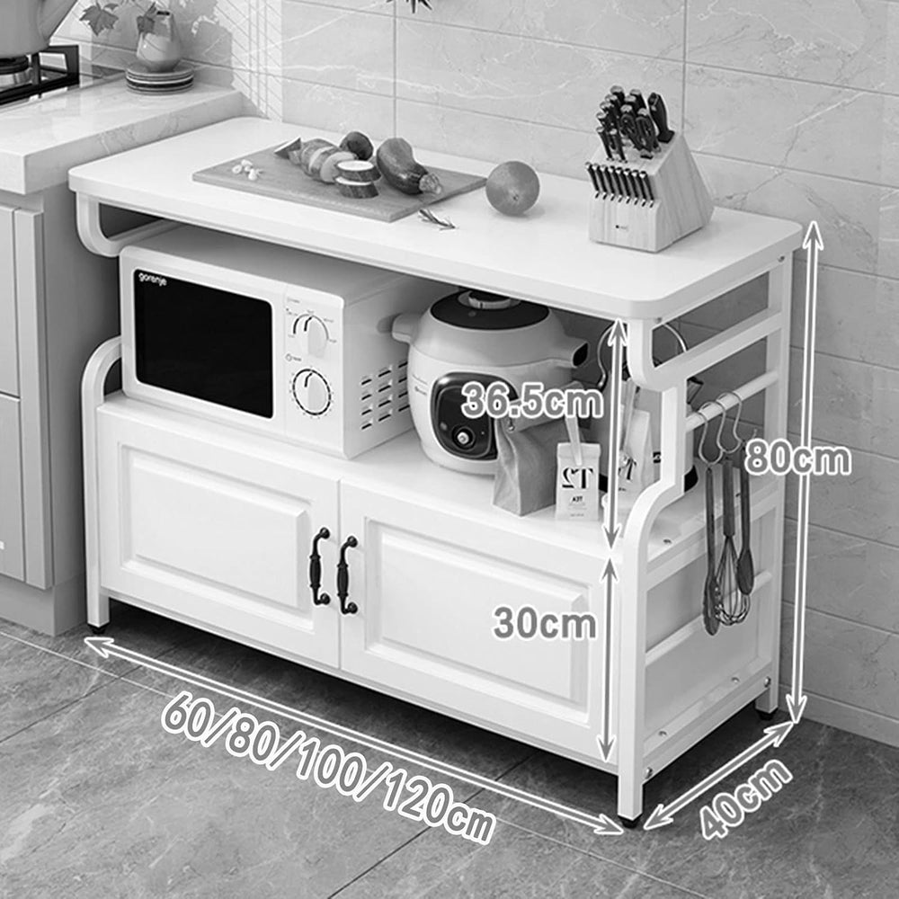 3 Tier Kitchen Rack with Side Hooks Microwave Stand and Utility Storage Shelf...
