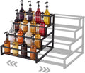 Flutesan Expandable 4-Tier Coffee Syrup Organizer 12.2-20.5 Inch Heavy Duty Coffee Syrup Rack for 12-24 Bottles Width Adjustable Liquor Bottle Display Shelf Bottles Holder Stand for Bar Accessories