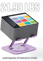 Adjustable Laptop Stand with 360 Rotating Base, Computer Ergonimic Foldable Laptop Riser for Desk Compatible with MacBook Pro/Air Notebook up to 16 Inches, Purple