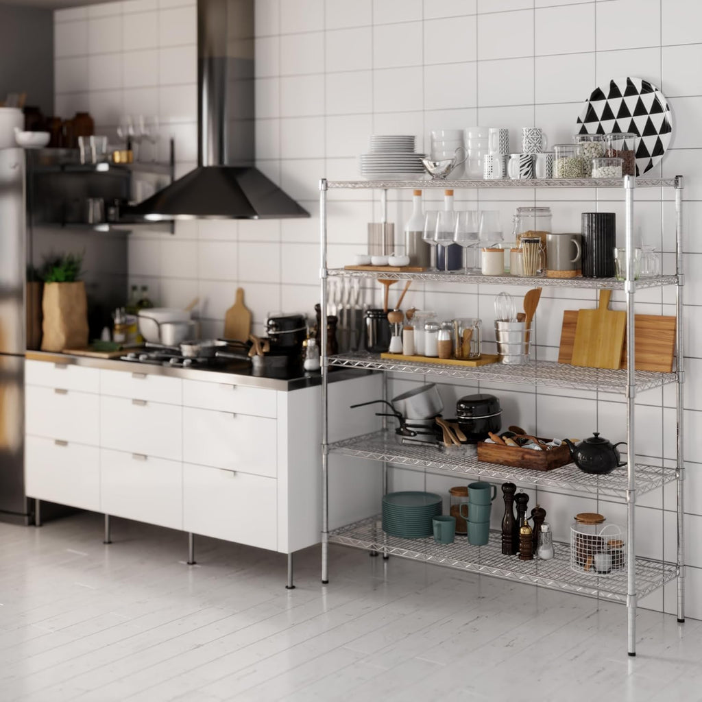 18" Deep x 54" Wide x 64" Height Wire Shelving Kit | 5-Tier | NSF Commercial Storage Rack Unit