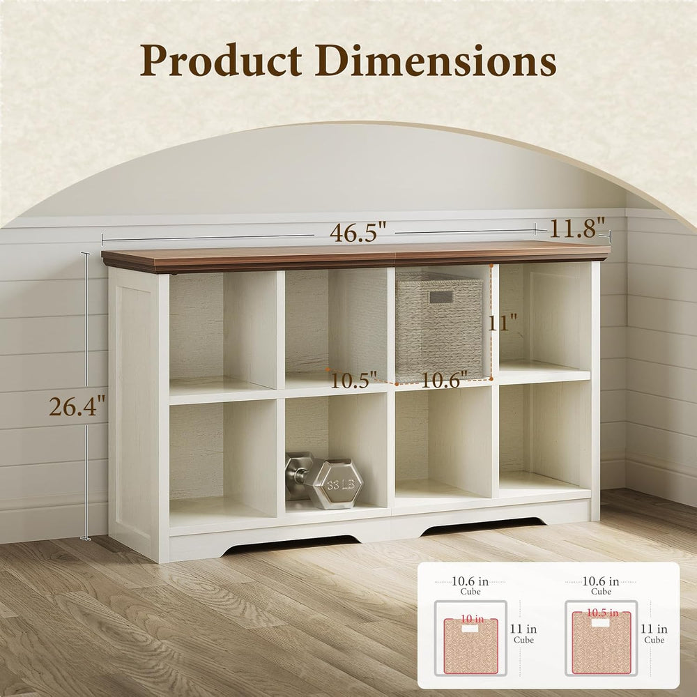 OffiGo 8 Cube Organizer Bookcase, Modern Farmhouse Open Shelf for Storage Bin...