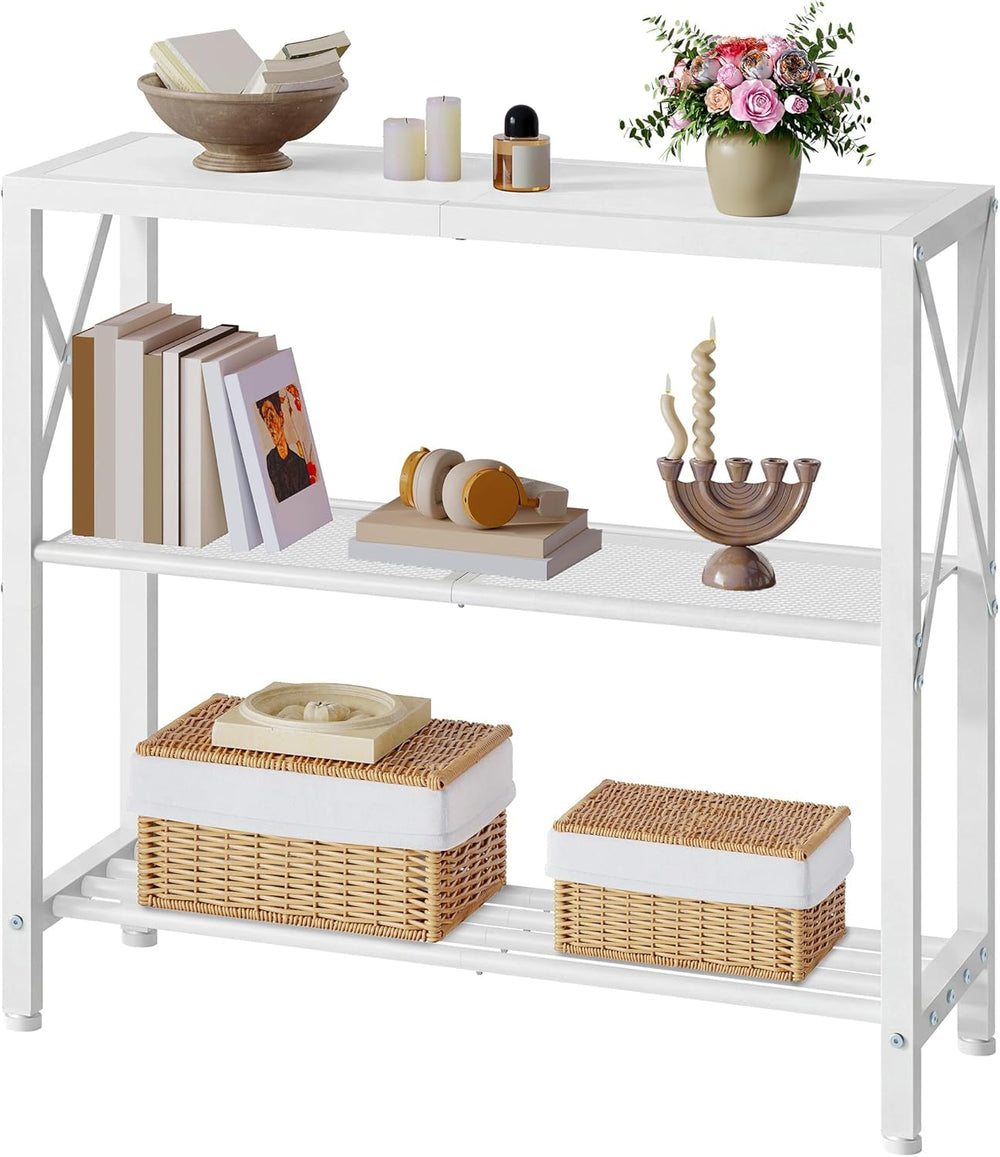 Hoctieon Industrial Console Table, 3 Tier Entryway Table, Metal Frame, Sofa T...