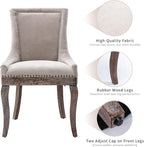 Dining Chairs Set of 8, Kitchen & Dining Room Chairs, Fabric Upholstered Dinning Chairs, Sillas De Comedor, Nailhead Trim, Wood Legs (Beige, 8 Pcs)