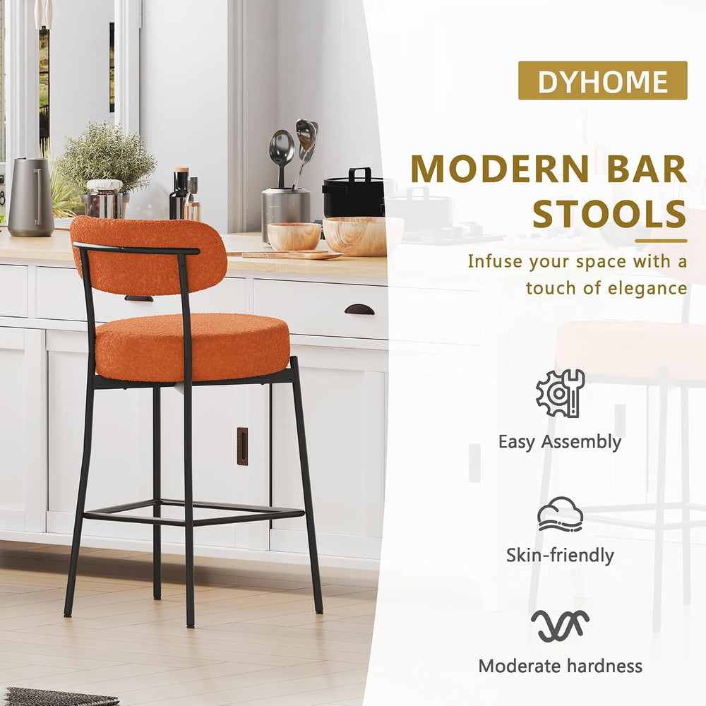 DYHOME Bar Stools Set of 2,Orange 28 Inches Counter Height Bar Stools, Modern...