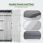 Macrout 50 Cu.Ft Plastic Outdoor Storage Cabinet with Shelves, 4.3 x 2.5 ft Waterproof Resin Outdoor Storage Shed with Floor, Lockable Vertical Shed for Garden and Patio