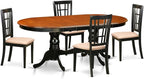East West Furniture PLNI5-BCH-C 5 Piece Dining Table Set for 4 Includes an Oval Kitchen Table with Butterfly Leaf and 4 Linen Fabric Kitchen Dining Chairs, 42x78 Inch, Black & Cherry
