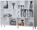 Wood Cube Storage Organizer White Bookshelf - 3-Tier Freestanding Storage Cabinet with Legs for Home Office, 11-Cubes Open Shelf