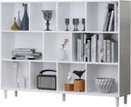 Wood Cube Storage Organizer White Bookshelf - 3-Tier Freestanding Storage Cabinet with Legs for Home Office, 11-Cubes Open Shelf