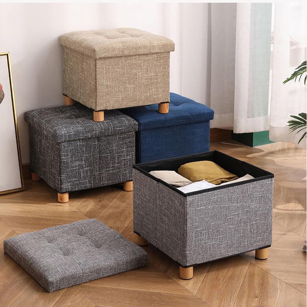 Ottoman with Storage for Living Room Bedroom,12x12inch Square Foot Rest Stool...