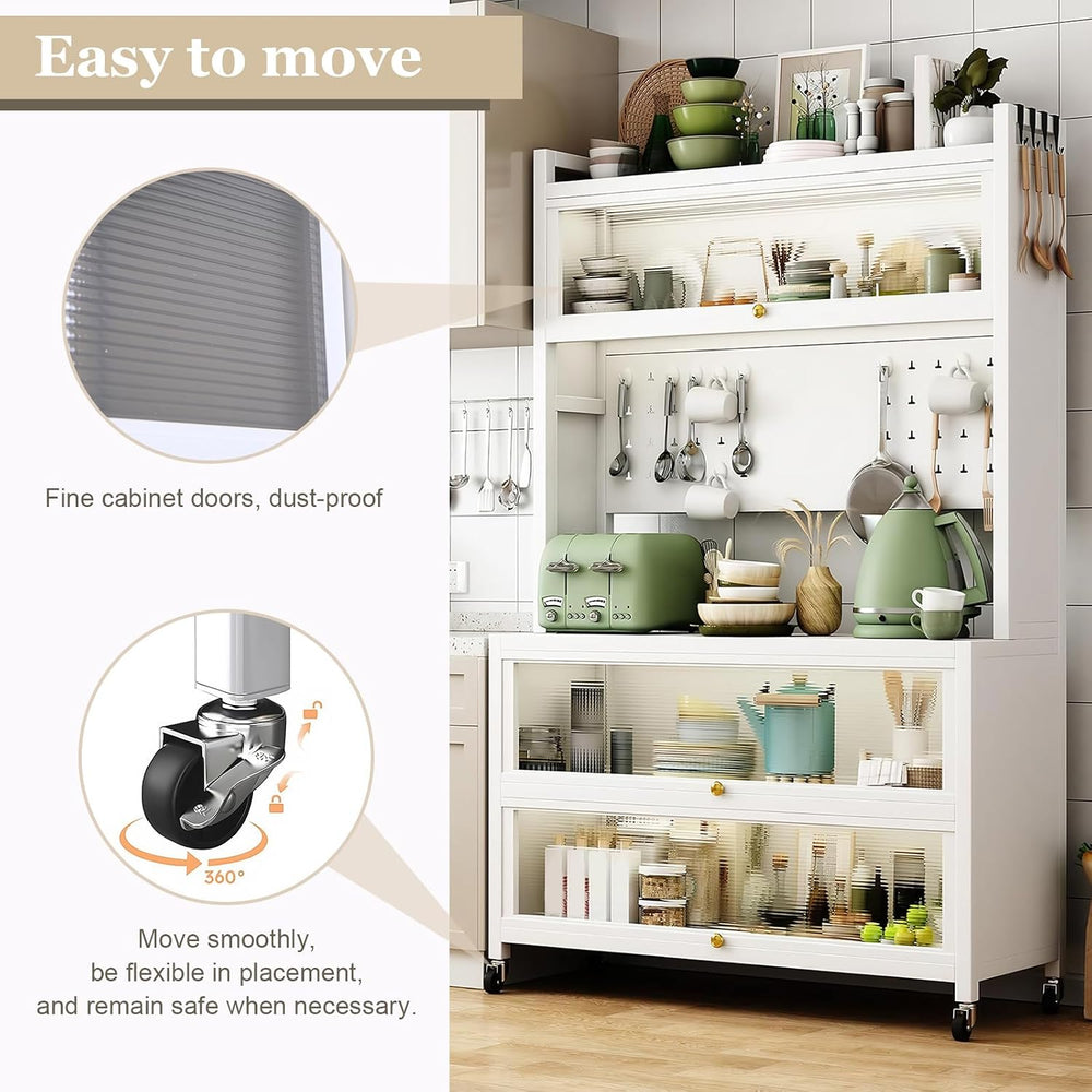 Kitchen Pantry Storage Cabinet with Shelf, Multi-Layer Metal Pantry Cabinet o...