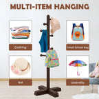Coat Rack, Freestanding Coat Racks with 8 Hooks 2 Adjustable Height, Tree Coat Rack for Bedroom, Hallway, Entrance, Office, Hats, Handbags,Purse (Brown)